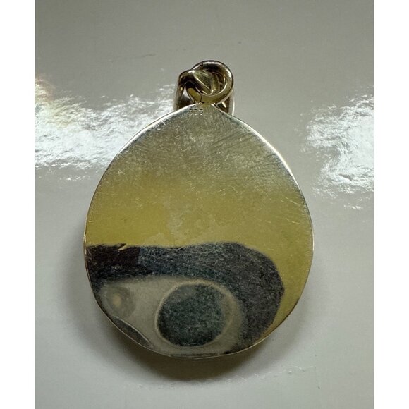 Sterling Silver Pendant Green Apple Turquoise Gemstone Marked 925 - Picture 2 of 4